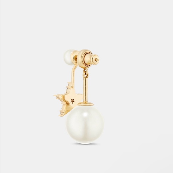 Dior My ABCDior Tribales Étoile Earring Gold-Finish Metal and White Resin Pearls - Picture 9 of 9